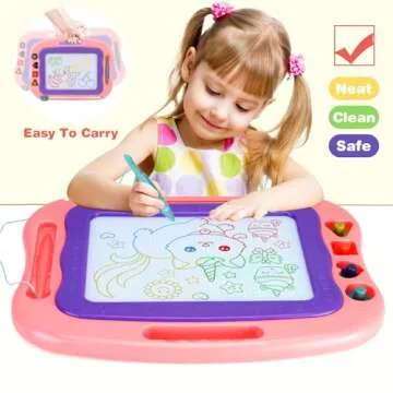 Wellchild Magnetic Drawing Board for Kids Age 3 and Up