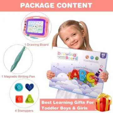 Wellchild Magnetic Drawing Board for Kids Age 3 and Up