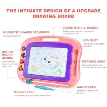 Wellchild Magnetic Drawing Board,Toddler Toys for Girls Boys 3 Year Old Gifts,Magnetic Doodle Board for Kids,Large Etch Magnet Sketch Doodle Pad Christmas Easter Valentines Day Gifts for Kids