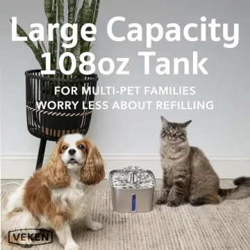 Veken Cat Water Fountain - 108oz Stainless Steel