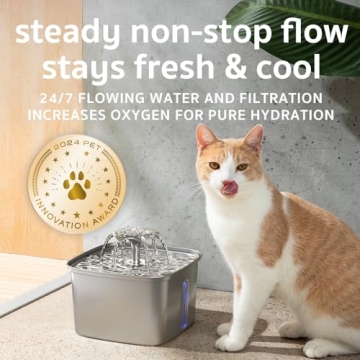 Veken Cat Water Fountain - 108oz Stainless Steel
