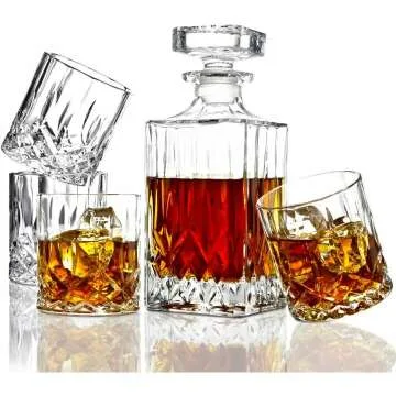 Italian Crystal Whiskey Decanter & Glasses Set
