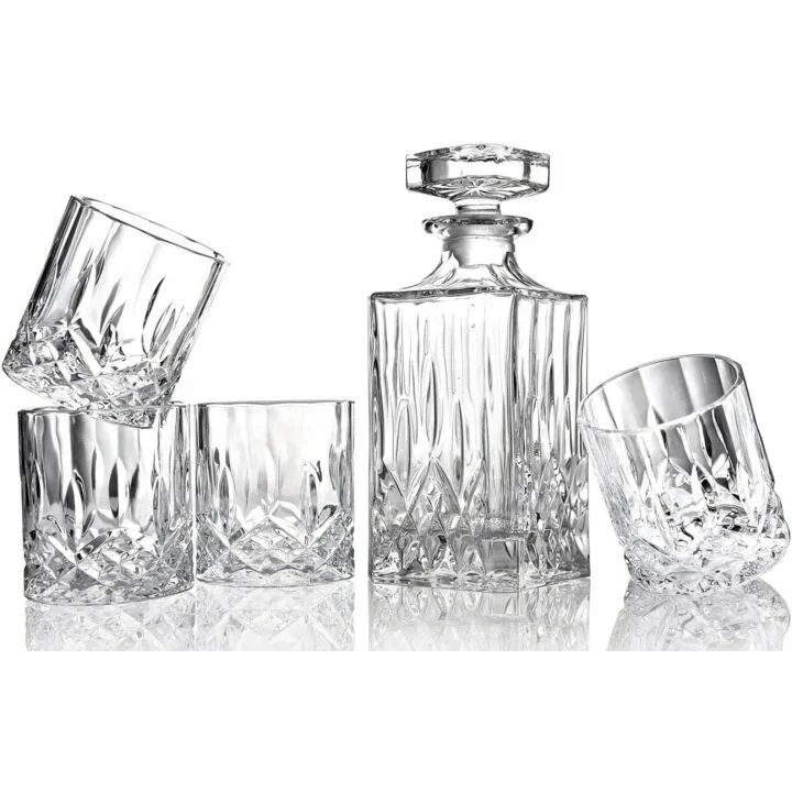 Italian Crystal Whiskey Decanter & Glasses Set