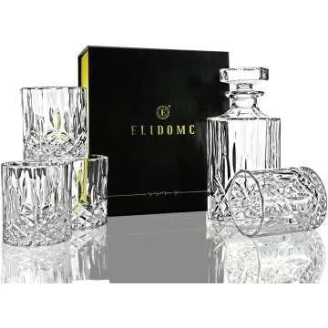 Italian Crystal Whiskey Decanter & Glasses Set
