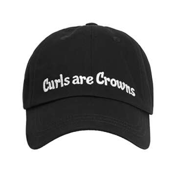 CurlCap Natural Hair Backless Cap – Satin Lined Baseball Hat for Women (Curls are Crowns)