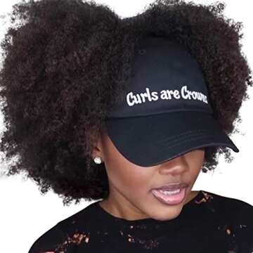 CurlCap Natural Hair Backless Cap – Satin Lined Baseball Hat for Women (Curls are Crowns)