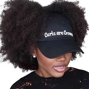 CurlCap Natural Hair Backless Cap – Satin Lined Baseball Hat for Women (Curls are Crowns)