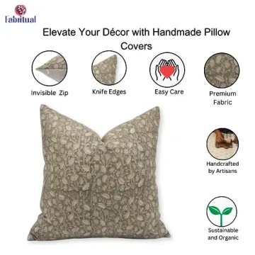 Fabritual Handmade Linen Flower Pillowcase for Home Décor