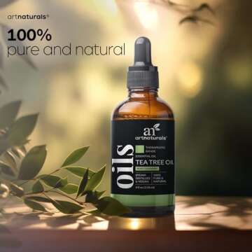 artnaturals Tea Tree Essential Oil (4.0 Fl Oz / 118ml)- 100% Pure Oils Premium Melaleuca Therapeutic Grade Best for Acne, Skin, Hair, Nails, Face and Body Wash Aromatherapy & Diffuser