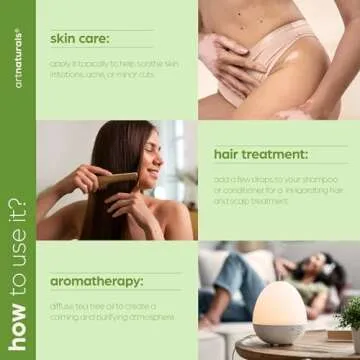 artnaturals Tea Tree Essential Oil (4.0 Fl Oz / 118ml)- 100% Pure Oils Premium Melaleuca Therapeutic Grade Best for Acne, Skin, Hair, Nails, Face and Body Wash Aromatherapy & Diffuser