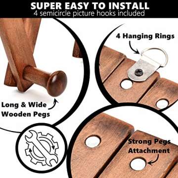 Amber Home Expandable Wood Wall Rack - 17 Hooks