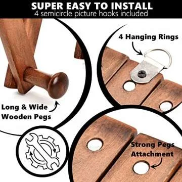 Amber Home Expandable Wood Wall Rack - 17 Hooks