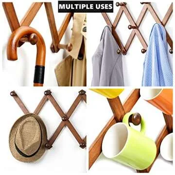 Amber Home Expandable Wood Wall Rack - 17 Hooks