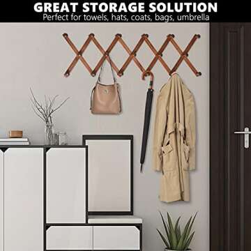 Amber Home Expandable Wood Wall Rack - 17 Hooks