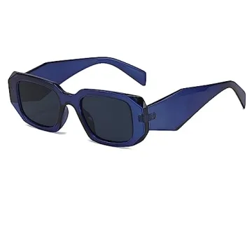 Mriendao Blue Sunglasses for Women Men Fashion Retro 90s Rectangle Sun Glasses Shades UV400