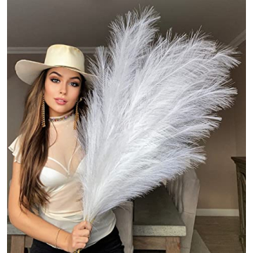 VOULUX White Faux Pampas Grass Bundle - Elegant Home Decor