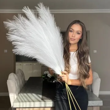 VOULUX White Faux Pampas Grass Bundle - Elegant Home Decor