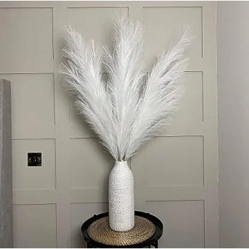 VOULUX White Faux Pampas Grass Bundle - Elegant Home Decor