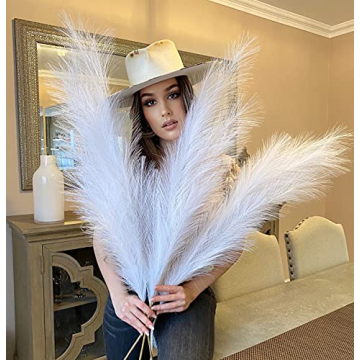 VOULUX White Faux Pampas Grass Bundle - Elegant Home Decor