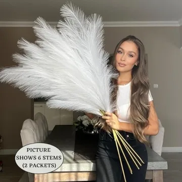 VOULUX White Faux Pampas Grass Bundle - Elegant Home Decor