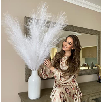 VOULUX White Faux Pampas Grass Bundle - Elegant Home Decor