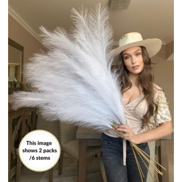 VOULUX White Faux Pampas Grass Bundle - Elegant Home Decor