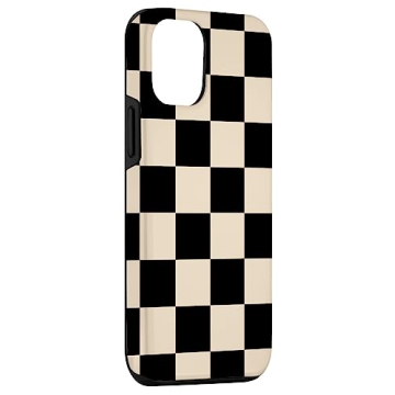iPhone 12/12 Pro Checkered Black Beige Protective Case