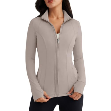 Trendy Queen Womens Lightweight Zip Up Jackets Mock Turtleneck Fall Hoodies Fitted 2024 Athletic Wor...