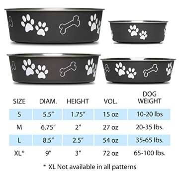 Loving Pets Bella Dog Bowls- Stainless Steel Dog & Cat Bowls - Spill Proof Dog Food Bowl, Cat Bowl, ...