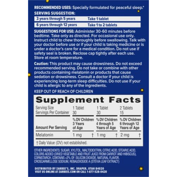 Zarbee's Kids Melatonin Chewable Tablets for Sleep