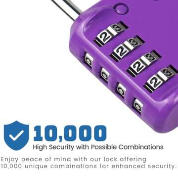 RESET-060 4 Digit Combination Lock Outdoor Padlock for School Gym Sports Locker Fence Toolbox Gate Suitcase Hasp Purple