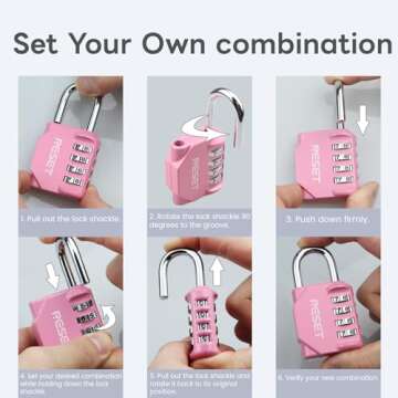 RESET-060 4 Digit Combination Lock Outdoor Padlock for School Gym Sports Locker Fence Toolbox Gate Suitcase Hasp Purple