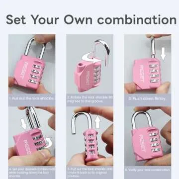 RESET-060 4 Digit Combination Lock Outdoor Padlock for School Gym Sports Locker Fence Toolbox Gate Suitcase Hasp Purple