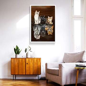 Three Cats Reflection - Wooden Puzzle 1000 Pieces - Perfect for Cat Lovers