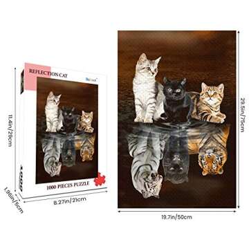 Three Cats Reflection Wooden Puzzle for Adults - 1000 Pieces