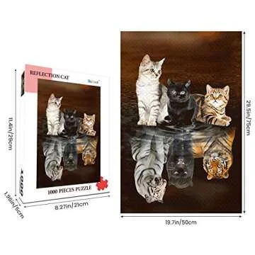 Three Cats Reflection Wooden Puzzle for Adults - 1000 Pieces