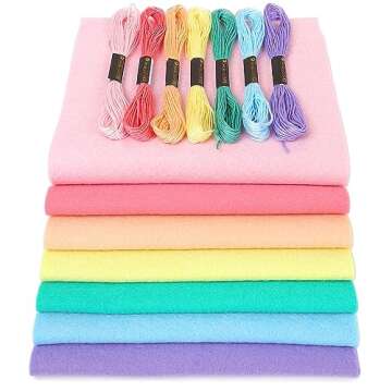 ZAIONE Pastel Soft Felt Sheets Bundle Rainbow Felt Sheets 7 Rolls 8''x35'' Assorted Colors 1.4mm Thi...