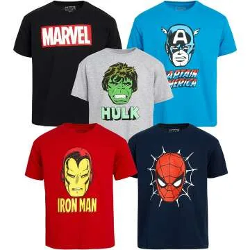 Marvel Avengers T-Shirts 5 Pack for Boys, Ages 2T-16