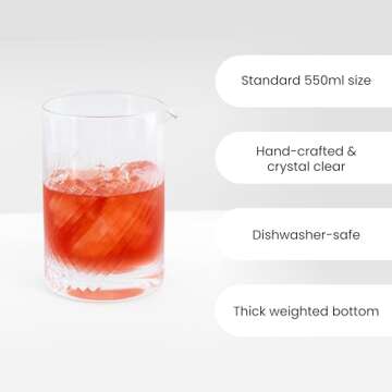 Diamond Deco Cocktail Mixing Glass for Cocktails and Drinks