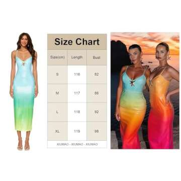 XIUMAO Gradient Color Beach Cocktail Dresses for Women 2025 Spaghetti Straps Sequin Prom Dresses 2025 Tight Bodycon Sexy Ball Gowns M Blue Green