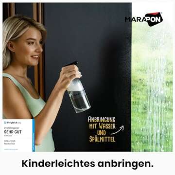 MARAPON® Window Privacy Film - Black Static-Adhesive Window Film [17.5x78.7”] Privacy Window Film...