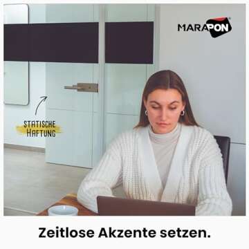 MARAPON® Window Privacy Film - Black Static-Adhesive Window Film [17.5x78.7”] Privacy Window Film - UV Blocking Window Film Blackout Window Film - Static Window Film - Frosted Glass Window Film