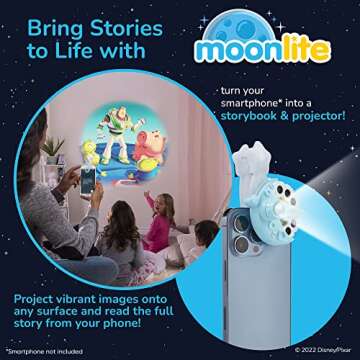 Moonlite Storytime Mini Projector with 4 Pixar Stories, A Magical Way to Read Together, Digital Stor...