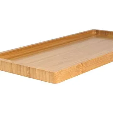 BambooMN Organic Bamboo Serving Tray, Vanity, Tea Serving, Appetizers, Snacks, Charcuterie Board - Rounded Edges, 11"x5.5"x0.6" - 1 Tray
