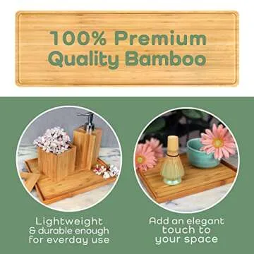 BambooMN Organic Bamboo Serving Tray, Vanity, Tea Serving, Appetizers, Snacks, Charcuterie Board - Rounded Edges, 11"x5.5"x0.6" - 1 Tray
