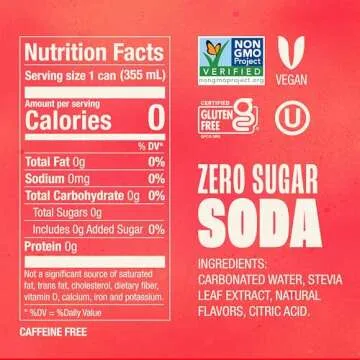 Zevia Zero Sugar Soda, Strawberry Lemon Burst - Naturally Sweetened, Non-GMO, 8-Pack