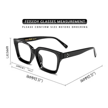 FEISEDY Retro Square Blue Light Blocking Reading Glasses 1.25x