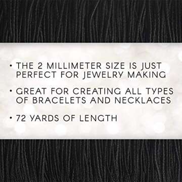 Darice Black Elastic Cord, 2mm Thick, 72 Yard Roll – Perfect for Jewelry Making, Easy to Cut to Size, Black Rubber Covered with Black Polyester – Craft Cord for Beading, Hair Ties and Home Uses