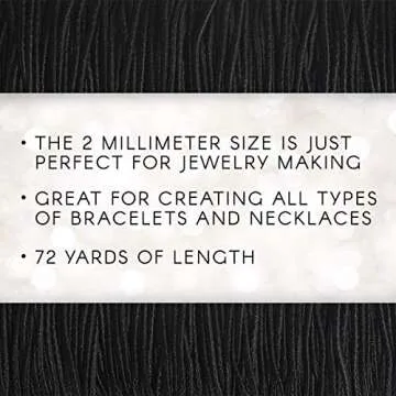 Darice Black Elastic Cord, 2mm Thick, 72 Yard Roll – Perfect for Jewelry Making, Easy to Cut to Size, Black Rubber Covered with Black Polyester – Craft Cord for Beading, Hair Ties and Home Uses
