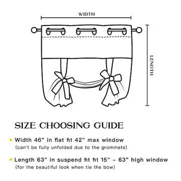 NICETOWN Roman Shades for Home Windows - Thermal Insulated Balloon Shade Blackout Curtain Tie Up Bli...